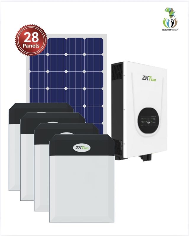 ZKTeco Solar Power 18.75kVA/15kW Inverter + 20kWh Lithium-ion Battery + 28x650W Solar PV Panels