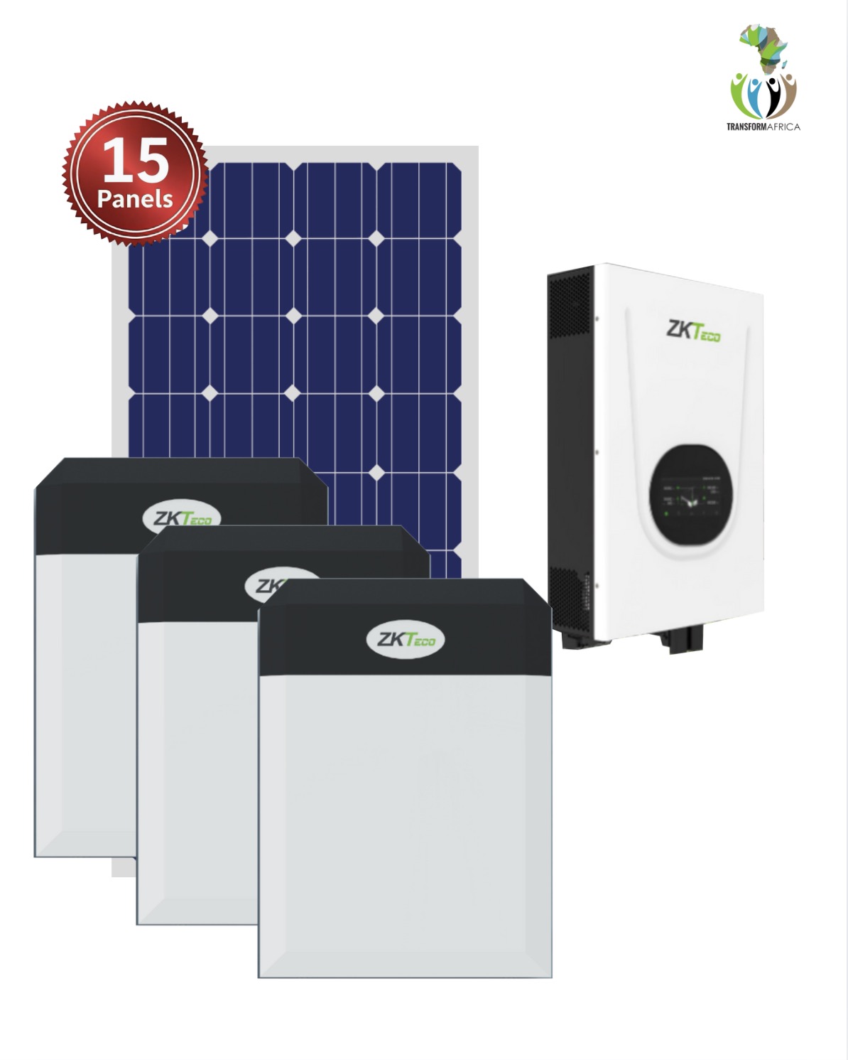 ZKTeco Solar Power  6.25kVA_5kW Inverter and 15kWh Lithium-ion Battery + 15 x 650W Solar PV Panels