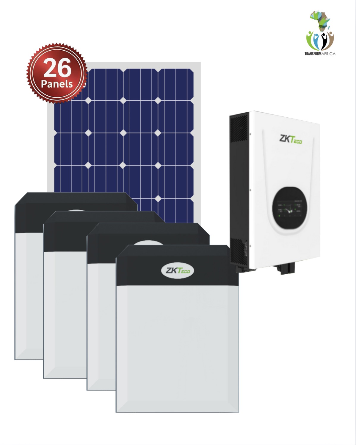 ZKTeco Solar Power  6.25kVA_5kW Inverter and 20kWh Lithium-ion Battery + 26 x 650W Solar PV Panels 