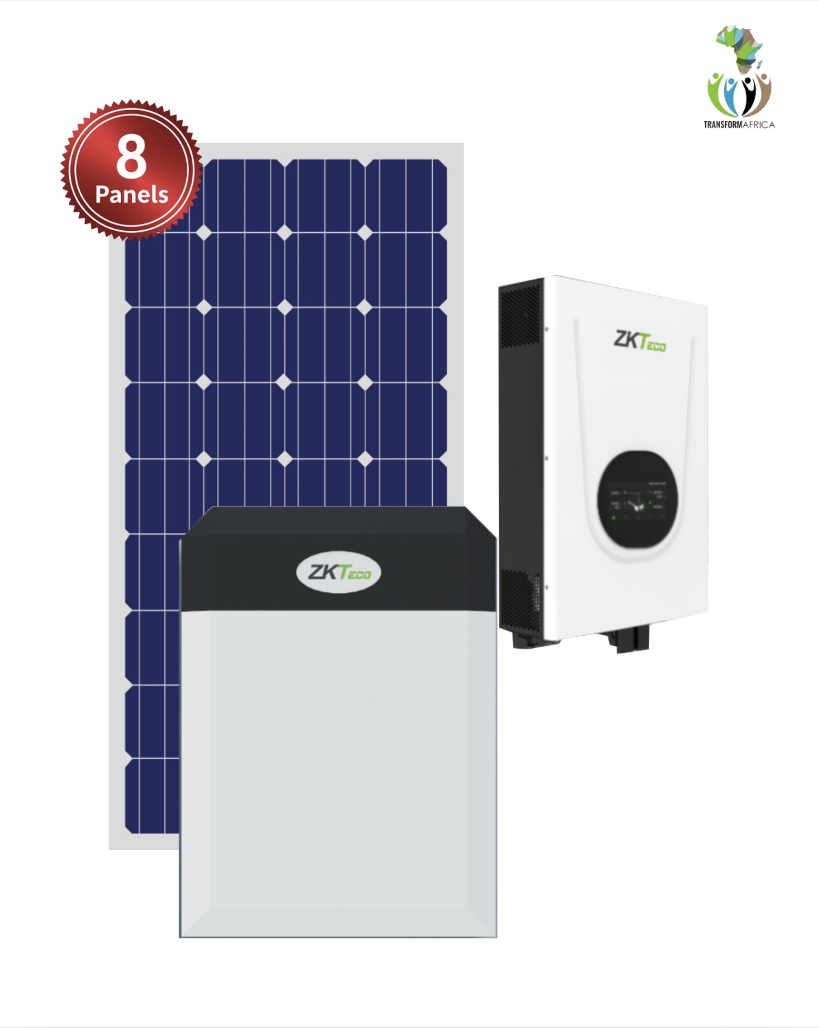 ZKTeco Solar Power  3.75kVA_3KW Inverter and 5kWh Lithium-ion Battery + 8 x 650W Solar PV Panels