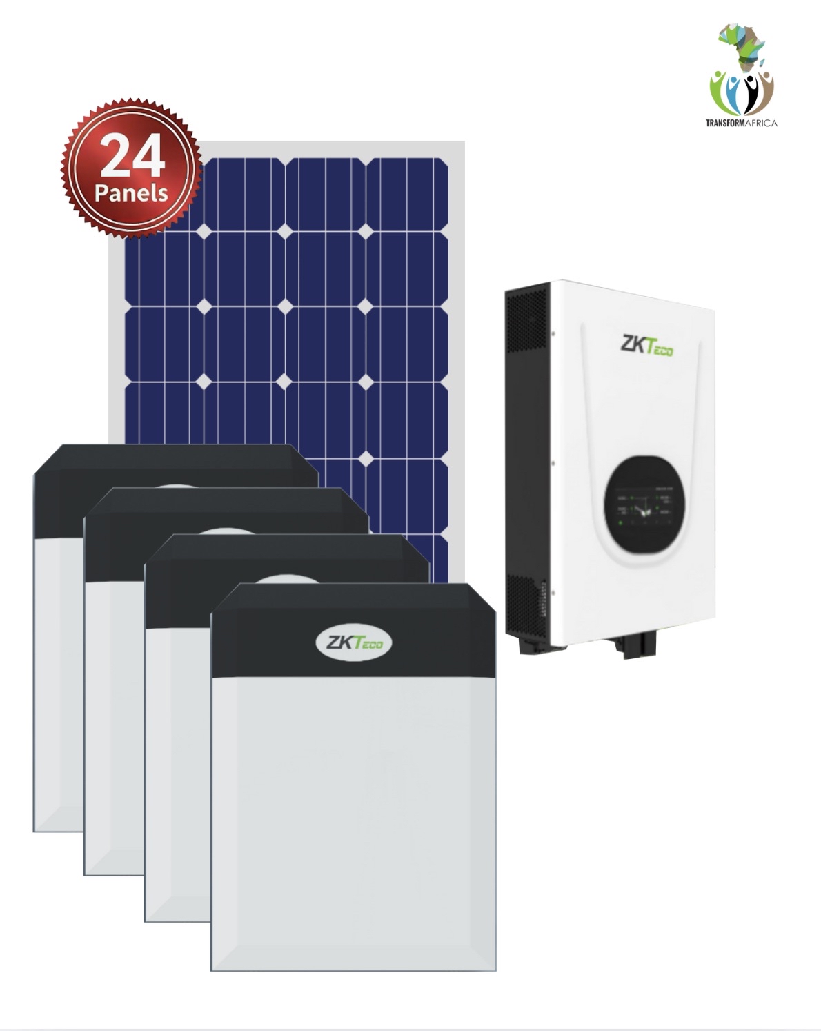 ZKTeco Solar Power 12.5kVA_10kW Inverter and 20kWh Lithium-ion Battery + 24 x 650W Solar PV Panels