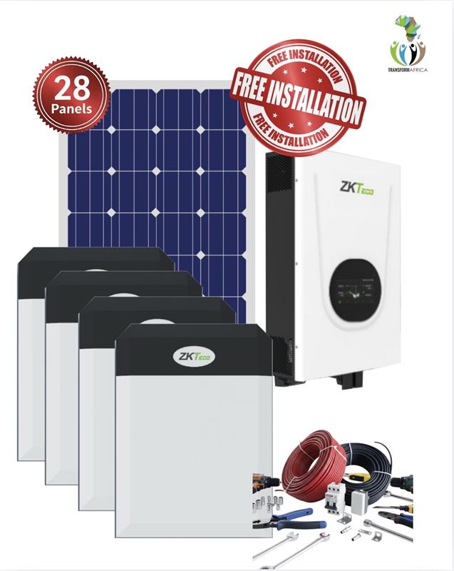 ZKTeco Solar Power 18.75kVA/15kW Inverter + 20kWh Lithium-ion Battery + 28x650W Solar PV Panels